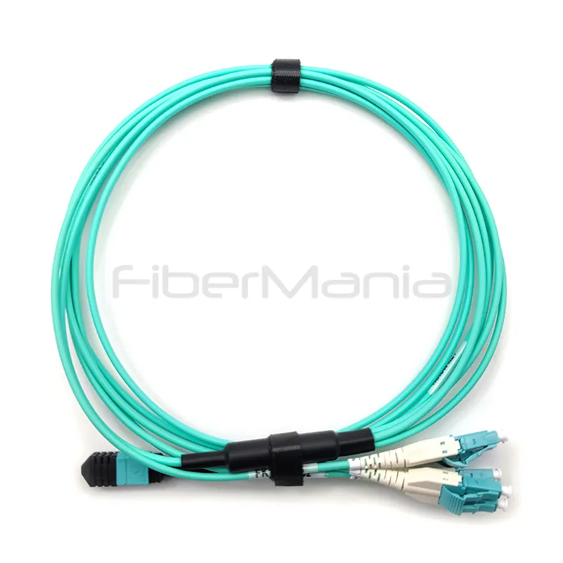 Cable de 8 fibras MTP hembra a LC Uniboot Fanout con lengüetas de tracción OM4 50/125 multimodo (cable de conexión MTP MPO) con RoHs