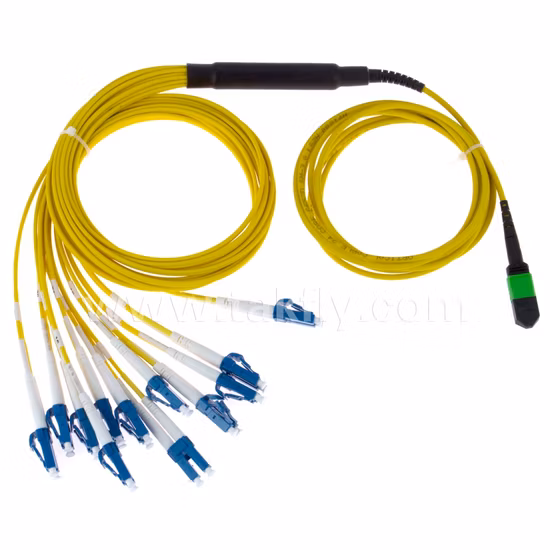 MPO/MTP a cable de cordón de conexión de fibra óptica de ruptura de modo único LC